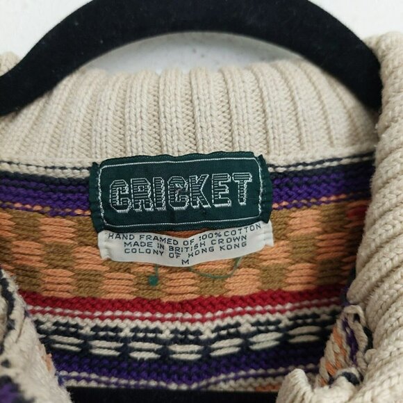 Cricket Women's Vintage (90's) Sweater Multicolored Geometric Sz M British Crown - Picture 8 of 9